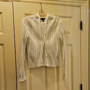 Ann Taylor Ivory Cable Knit Cardigan